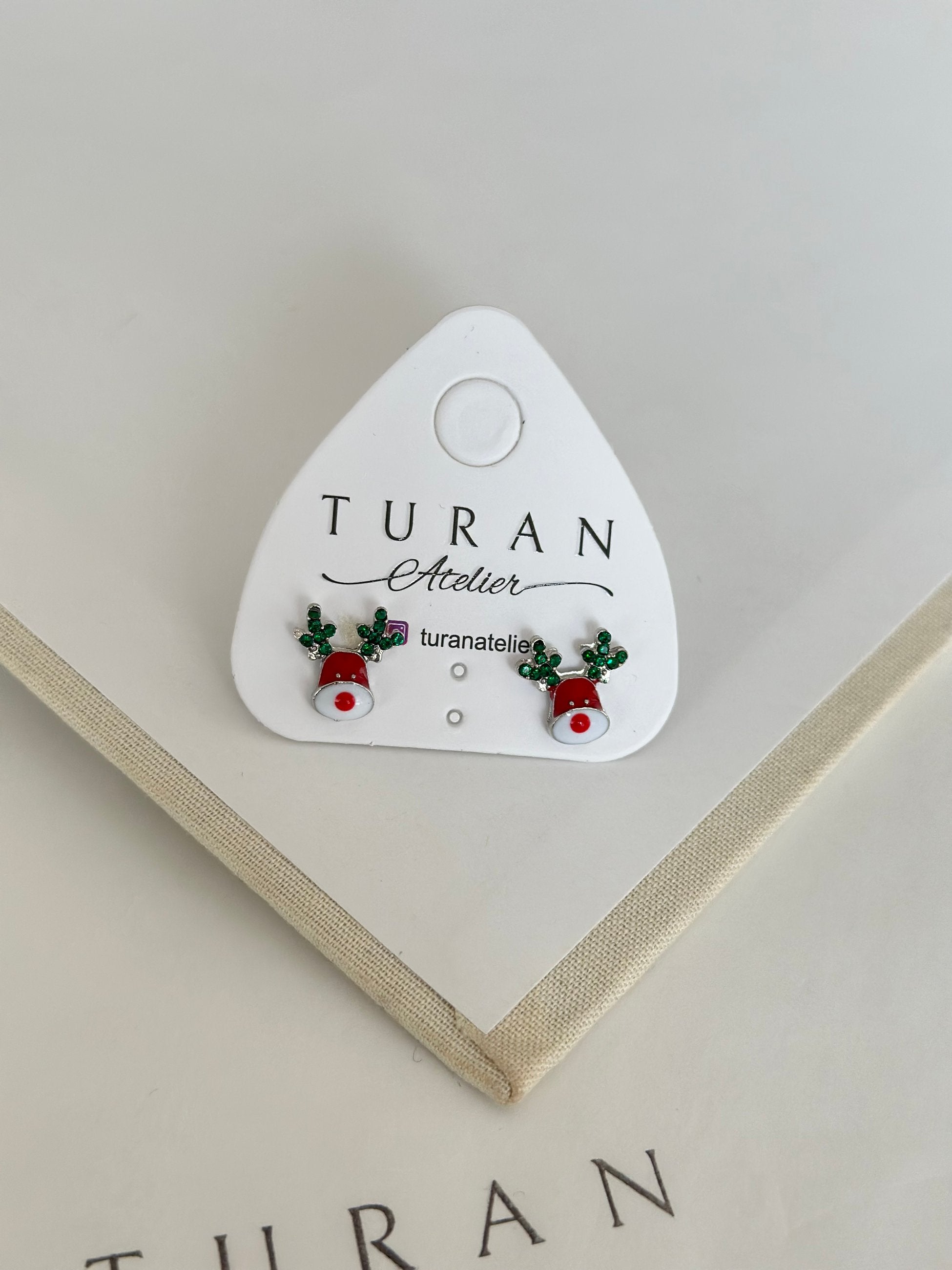 Yeni Yıl Temalı Geyik Küpe (Gümüş Detay)