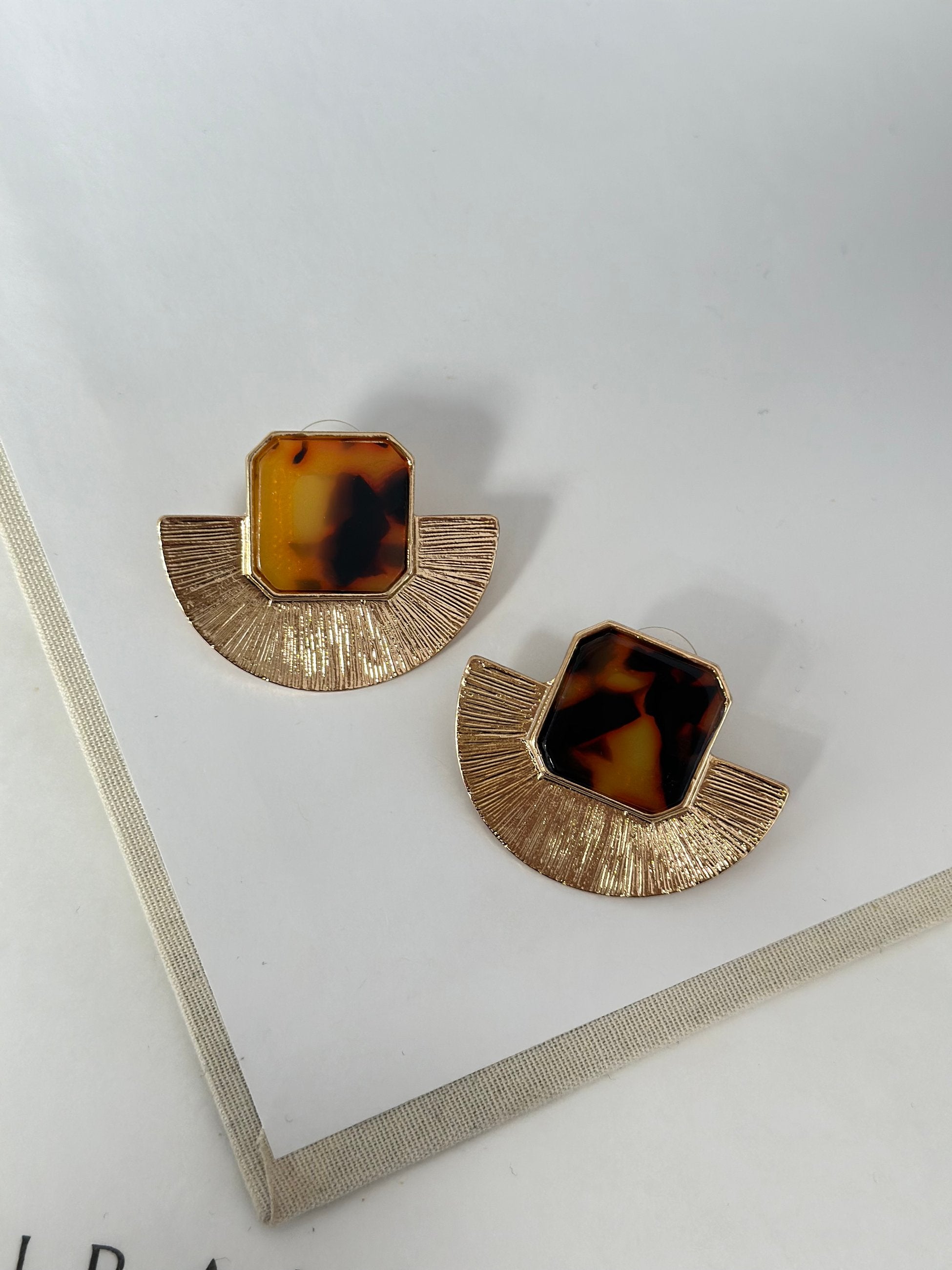 Tarçın Leopar Yelpaze Küpe