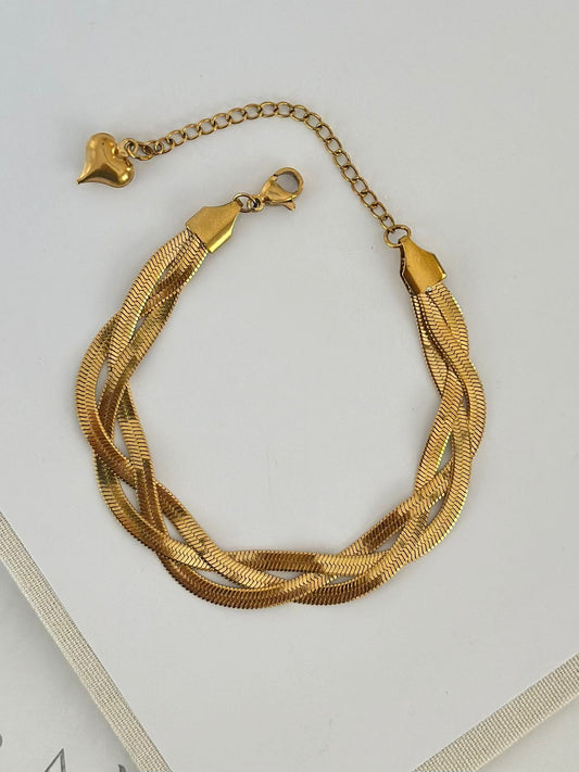 Örgü Model İtalyan Çelik Bileklik / Gold