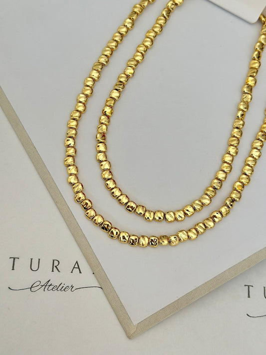 Kare Detay Gold Taş Kolye 