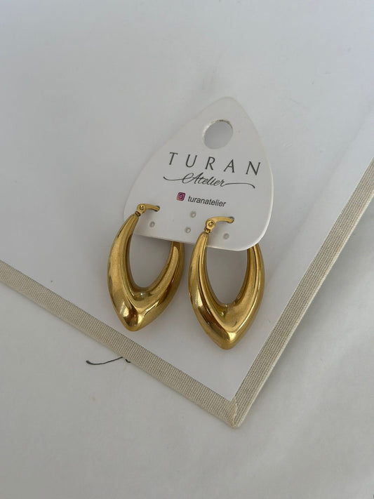 Oval Damla Form Çelik Küpe