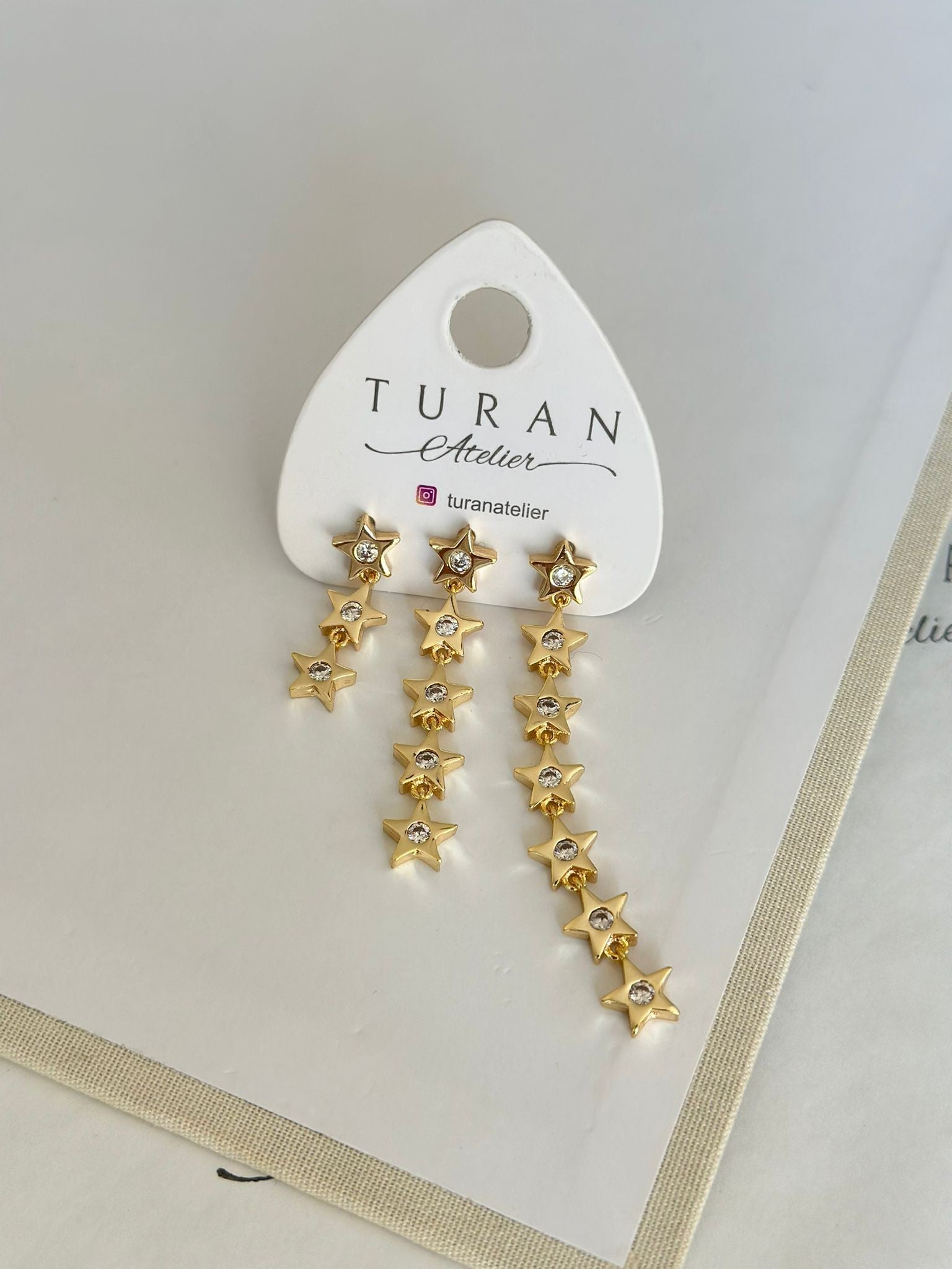 Gold Renk 3 lü Yıldız Kombin Küpe