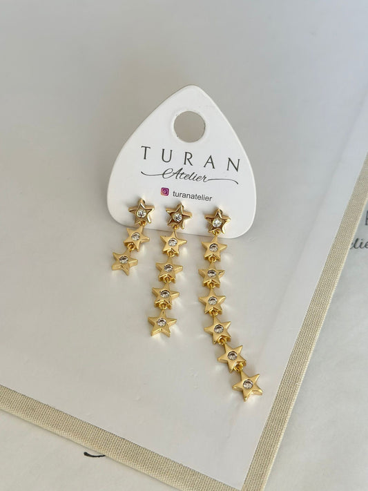 Gold Renk 3 lü Yıldız Kombin Küpe