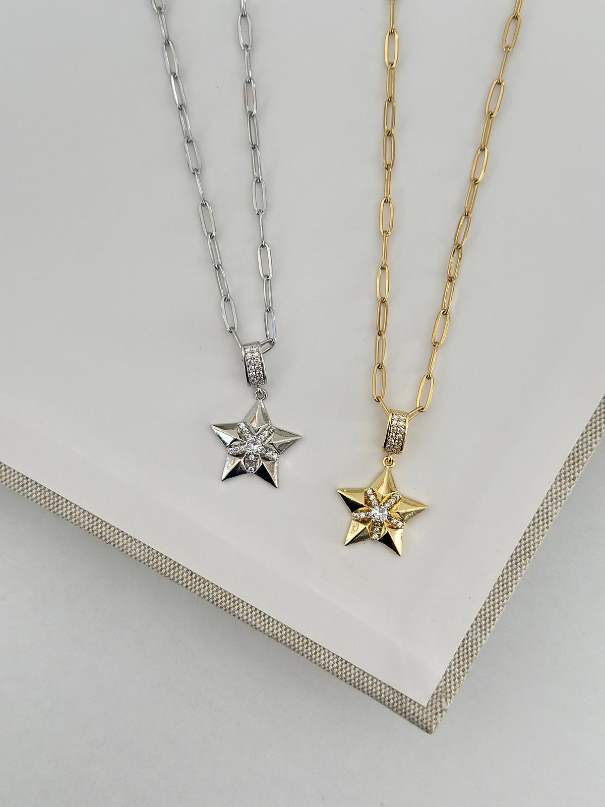 Taşlı Yıldız Çelik Kolye