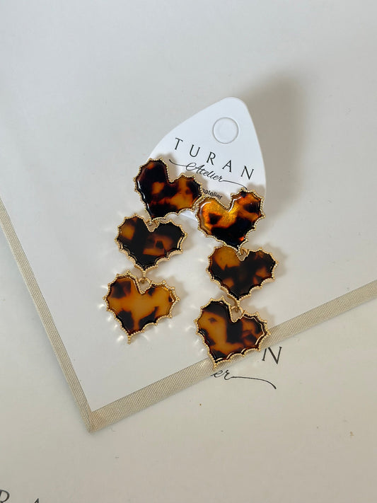 Tarçın Leopar Özel Tasarım Kalp Küpe