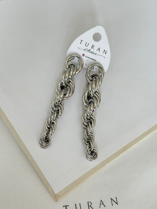 Özel Tasarım Burgu Büyük Küpe / Gümüş Renk