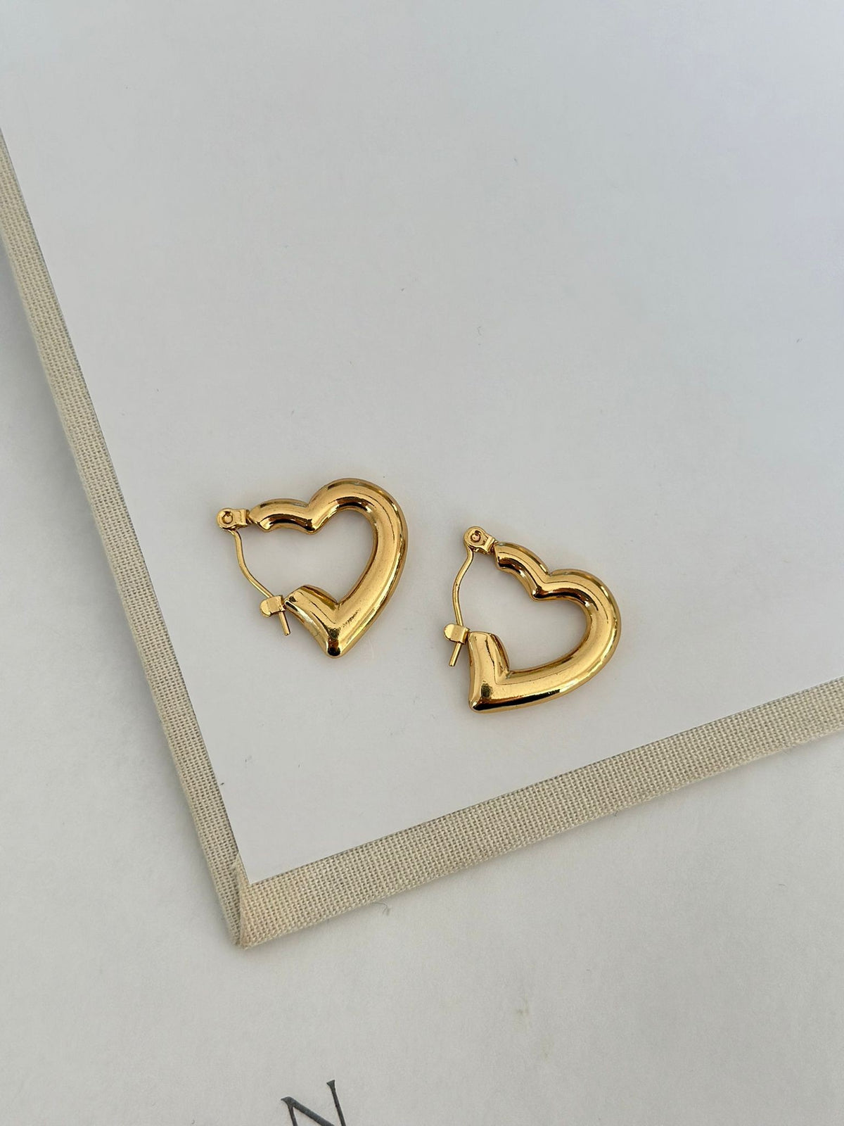 Mini Çelik Gold Kalp Küpe