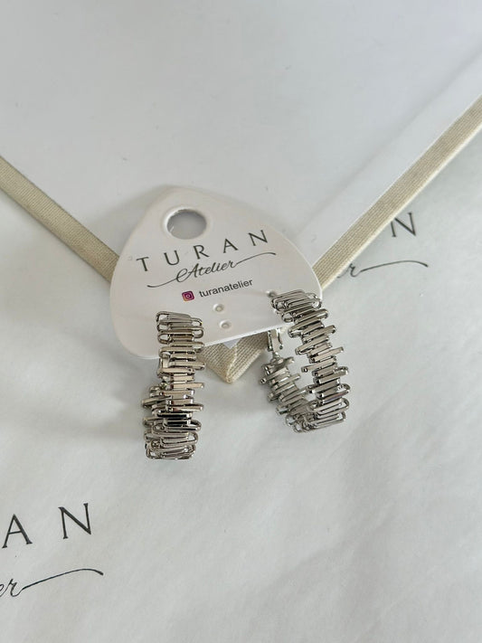 Tel Halka Çelik Gümüş Renk Küpe