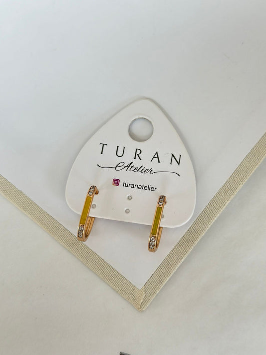 Minimal Sarı Dikdörtgen Küpe