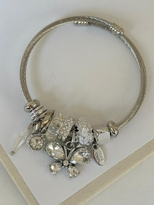 Çelik Charm Pan Bileklik / Kelebek Model
