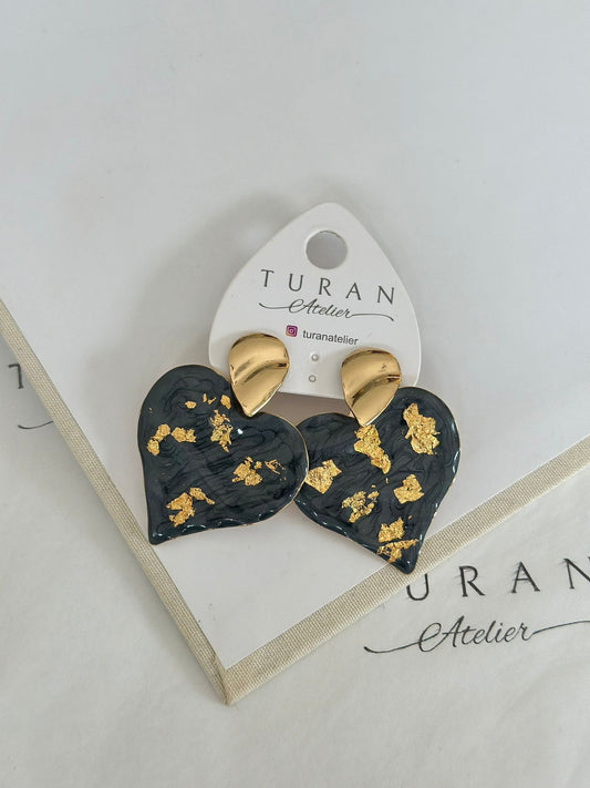 Tasarım Füme Kalp Küpe