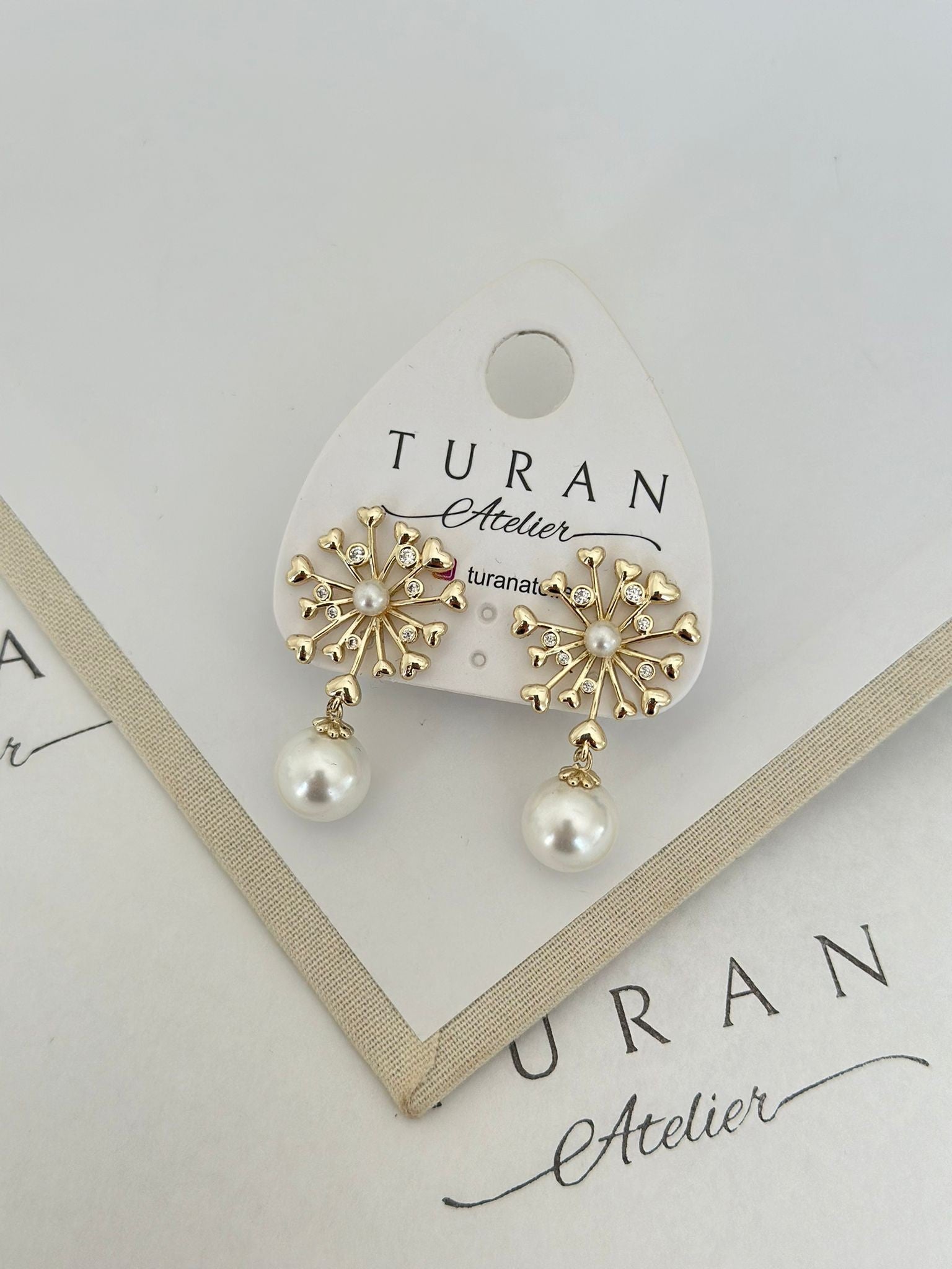 Mini Kalp Detay İnci Küpe