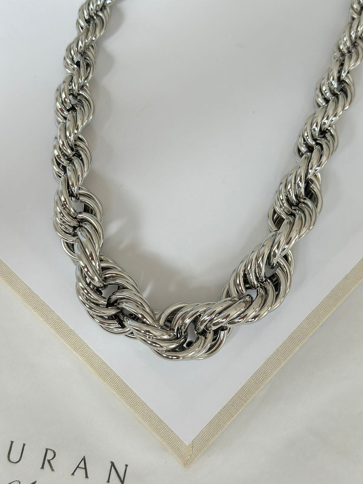 Kalın Burgu Tasarım Kolye Gümüş Renk