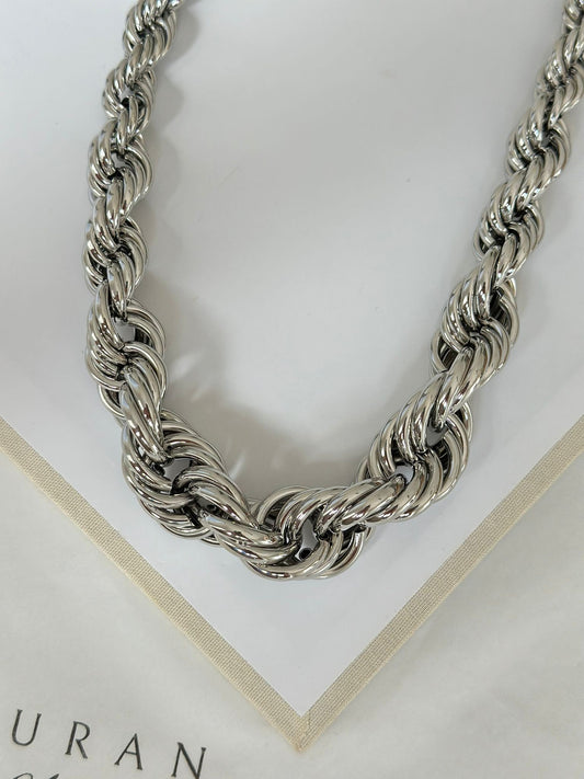 Kalın Burgu Tasarım Kolye Gümüş Renk