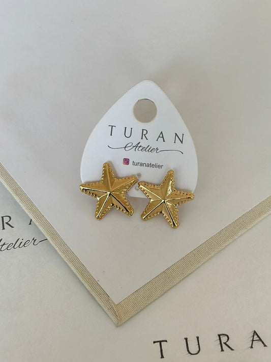 Gold Renk Star Küpe
