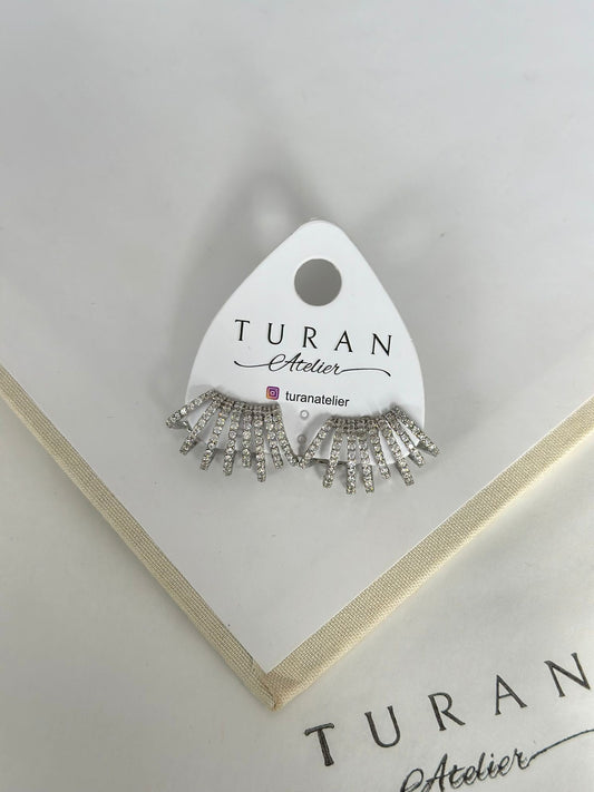 Taşlı Sarmal Şık Küpe / Gümüş Renk