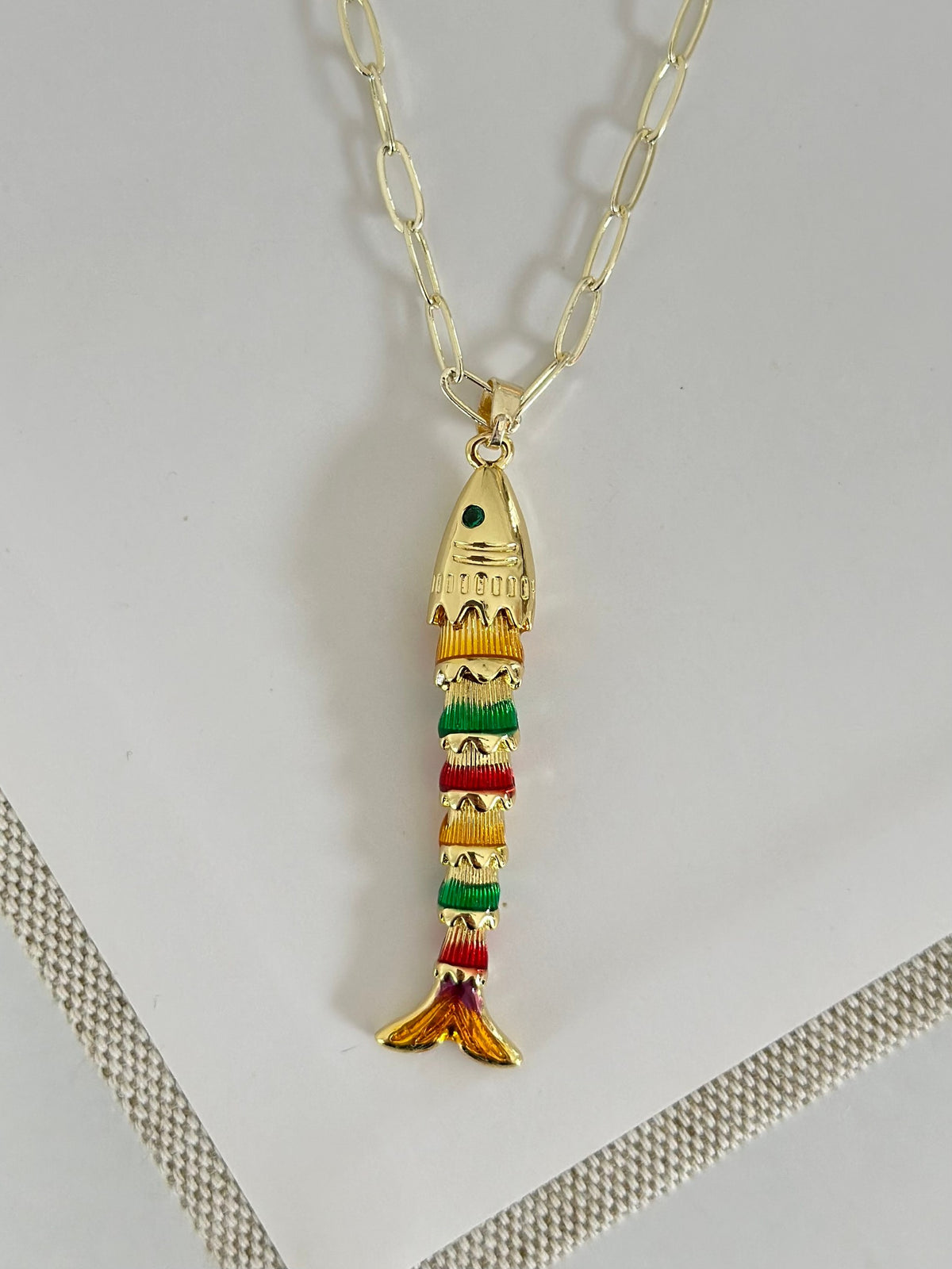 Renkli Ataç Zincir Balık kolye