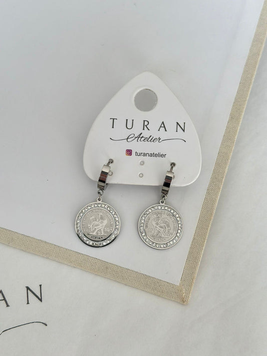 Gümüş Renk Para Küpe