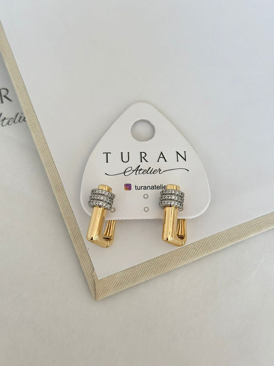 Zirkon Dikdörtgen Formda Mix Küpe