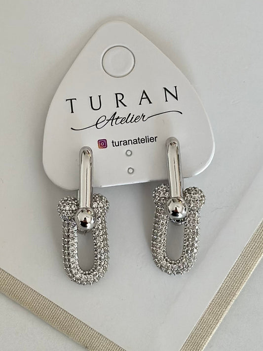 Özel Seri Gümüş Renk Ton Tasarım Küpe