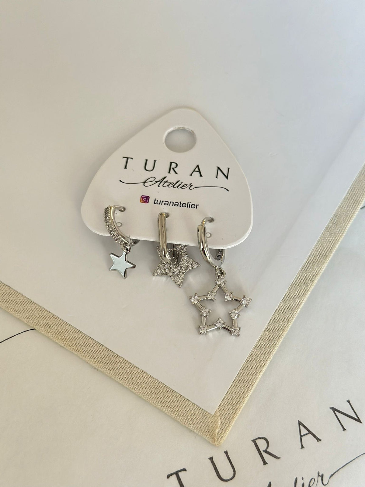 Gümüş Renk Kombin Star Küpe